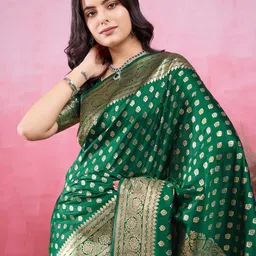 VARNI FABRICS Floral Woven Design Zari Banarasi Saree image 3