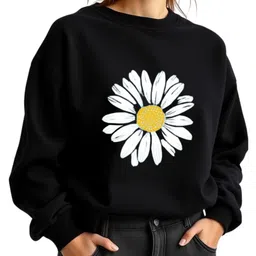 SALUJA FABRICS Women Floral Printed Ribbed Cotton Pullover Sweatshirt-image-82