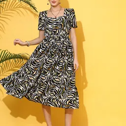 De La Moda Print Crepe Fit & Flare Midi Dress image 4