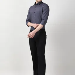 Peter England Spread Collar Roll-Up Sleeves Cotton Slim Fit Shirt image 5