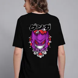 PVC RAIMENTS Women Black Printed Round Neck T-shirt-image-24