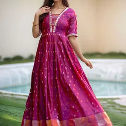 MORDEN MUSE Women Ethnic Motifs Embroidered Gown Ethnic Maxi Dress image 1