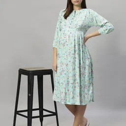 Mammas Maternity Women Floral Printed A-Line Knee Length Dress image 1