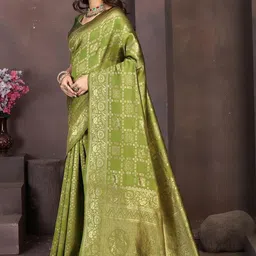 HERE&NOW Woven Design Zari Art Silk Heavy Work Banarasi Saree image 4