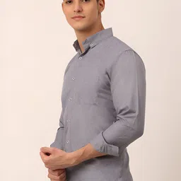 UNIQSOME Men Classic Fit Solid Button-Down Collar Cotton Casual Shirt image 4