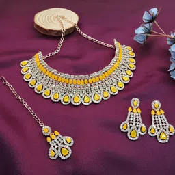 VATSALYA creation Alloy Gold- plated Yellow Jewellery Set image 1