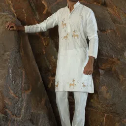 KRAFT INDIA LUXE Men Ethnic Motifs Embroidered Thread Work Kurta image 5