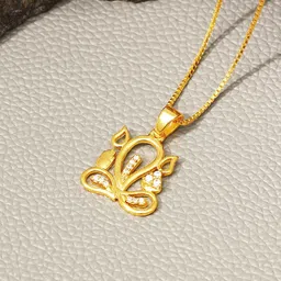 GIVA Girls 925 Silver Gold-Plated Gleaming Ganesha Cubic Zirconia Studded Pendant & Chain-picture-26