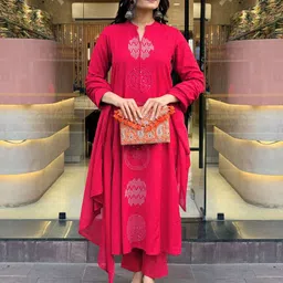 Anni Designer Women Geometric Printed A-Line Kurta with Trousers & Dupatta-picture-26