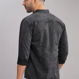 aidan paul Men Regular Fit Washed Cut Away Collar Casual Shirt image 2