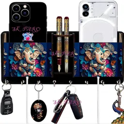 khushansh crafts wooden key holders with two pockets and pen holder Wood Key Holder-picture-11