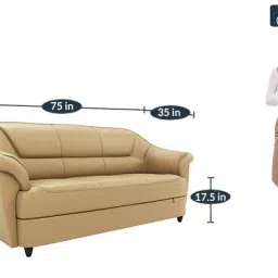 durian Berry compact Leatherette 3 Seater Sofas in Beige Colour image 3