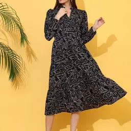 sheetal associates Women Fit and Flare Black Below Knee Dress-picture-21