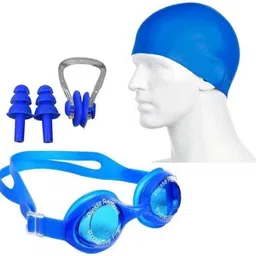 spocco Swimming set with Swimming Goggles, Silicone swimming cap, Earplug, Nose plug Swimming Cap-picture-23