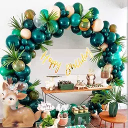 bash n splash Solid Green Happy birthday Balloon with Chrome Balloon Birthday Party (Pack of 120) Balloon-picture-23