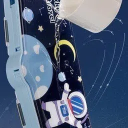 joy maker Astronaut, Universe Print Multi Compartment Button Operated Magnetic Compass Box For Kids, Price For 1Pc | RP117 Art Plastic Pencil Box image 5