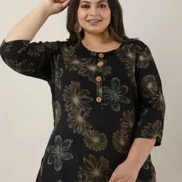 f p collection Women Floral Print Viscose Rayon Straight Kurta image 5