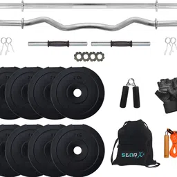 starx 20 kg Weight Plates with 3Ft Curl Rod and 3Ft Straight Rod with Gym Accessories Home Gym Combo-picture-26