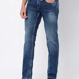 spykar Men Straight Fit Mid Rise Blue Jeans image 3