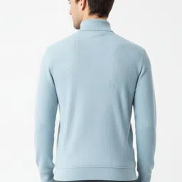 parcel yard Men Solid Turtle Neck Light Blue Sweater image 3