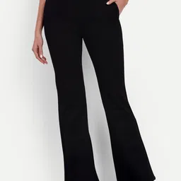 broadstar Women Flared Black Lycra Blend Trousers-picture-17