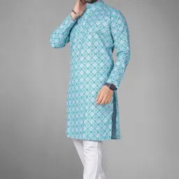fabzy Men Solid Cotton Blend Straight Kurta image 3