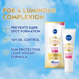 Nivea Luminous Even Glow Oil Control Day Cream Spf 50,Thiamidol Uv Protection & Reduces Dark Spots image 2