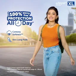 Whisper Choice XL Thick Sanitary Pads- upto 100% Stain protection with side safe Wings image 5