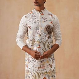 Jompers Men Woven Design Festive Silk Straight Kurta-picture-22