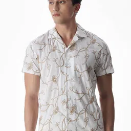 Jack & Jones Floral Printed Cuban Collar Cotton Relaxed Fit Shirt-picture-10