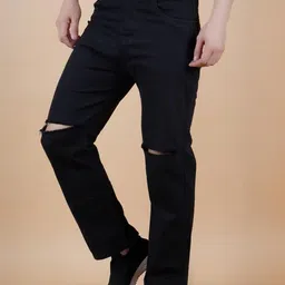 SZN Men Classic Relaxed Fit Mid-Rise Slash Knee Stretchable Jeans-picture-38