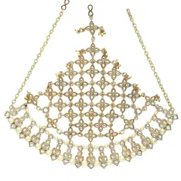 KARATCART Gold-Plated Kundan Studded Bun Pin image 3