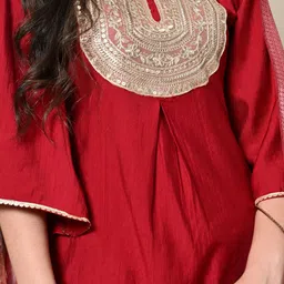 KALINI Women Floral Embroidered Regular Kurta with Dhoti Pants & With Dupatta image 5