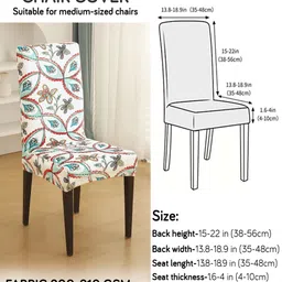 HOKIPO Set Of 4 Beige & Red Printed Velvet Chair Covers image 5