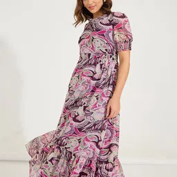 Styli Ethnic Motifs Print Puff Sleeve A-Line Maxi Dress image 5