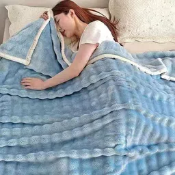 Reexplore Blue & White Lightweight 300 GSM Heavy Winter Blanket-picture-10