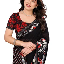 Moda Rapido Printed Embellished Beads and Stones Lace Border Saree image 5
