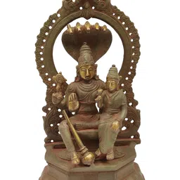 Exotic India Gunmetal-Toned Vishnu And Lakshmi Religious Idol Showpiece-picture-28