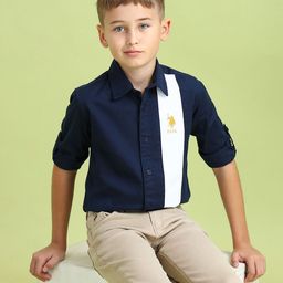 U.S. Polo Assn. Kids Boys Colourblocked Pure Cotton Casual Shirt-picture-0