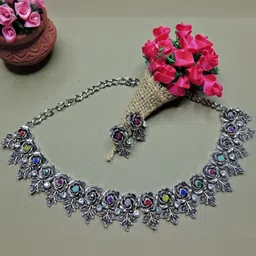 Anouk Silver-Plated Stone- Studded & Beaded Jewellery Set-picture-41