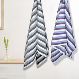 Athom Living Iris Violet & Grey 2 Pieces Striped Cotton 210 GSM Bath Towels-picture-26