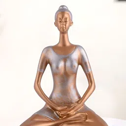 Zart Gold-Toned & Silver-Toned Textured Yoga Lady Showpiece-image-97