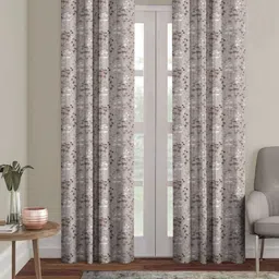 HOMEBREW FURNISHINGS Coffee Brown 2 Pieces Floral Printed Black Out Door Curtains-picture-28