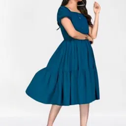 Swibona Puff Sleeve Fit & Flare Midi Dress image 2