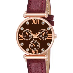 CSAMON Women Round Dial & Leather Straps Analogue Watch C34RG MRO Mina Leather-picture-40