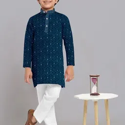 SR FASHION Boys Embellished Mandarin Collar Mirror Work Straight Kurta-picture-50