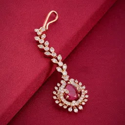 Kushal's Fashion Jewellery Ruby Gold-Plated Party Zircon Tikka-picture-30