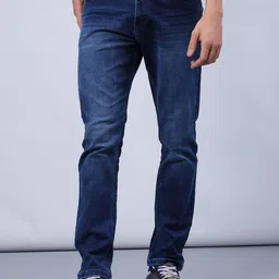 V-Mart Men Straight Fit Mid-Rise Low Distress Light Fade Jeans-image-1