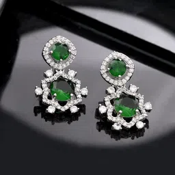 Silvermerc Designs Silver-Plated American Diamond Studded Drop Earrings image 4