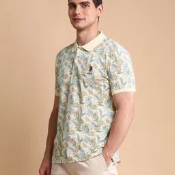 U.S. Polo Assn. Men Floral Printed Polo Collar Slim Fit Cotton Polo T-shirt image 4